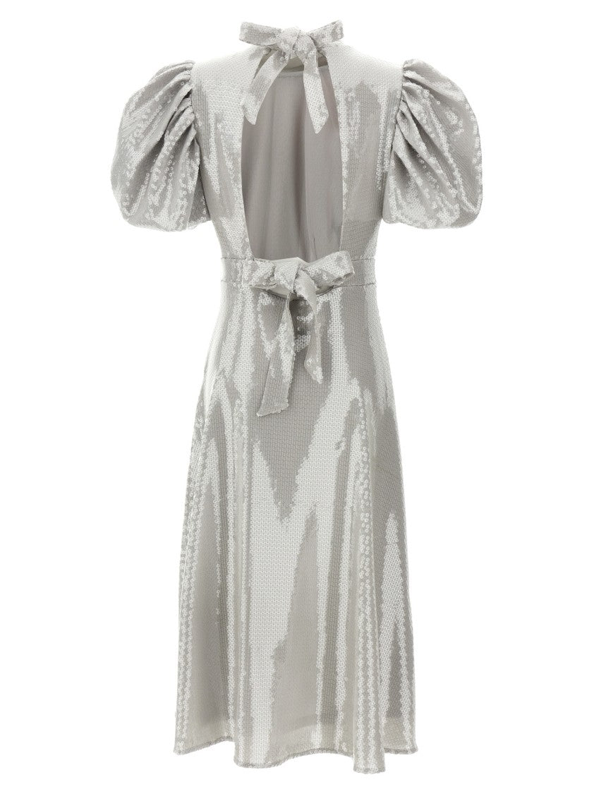 Rotate Birger Christensen All-Over Sequin Midi Dress With Ribbon Fastenings