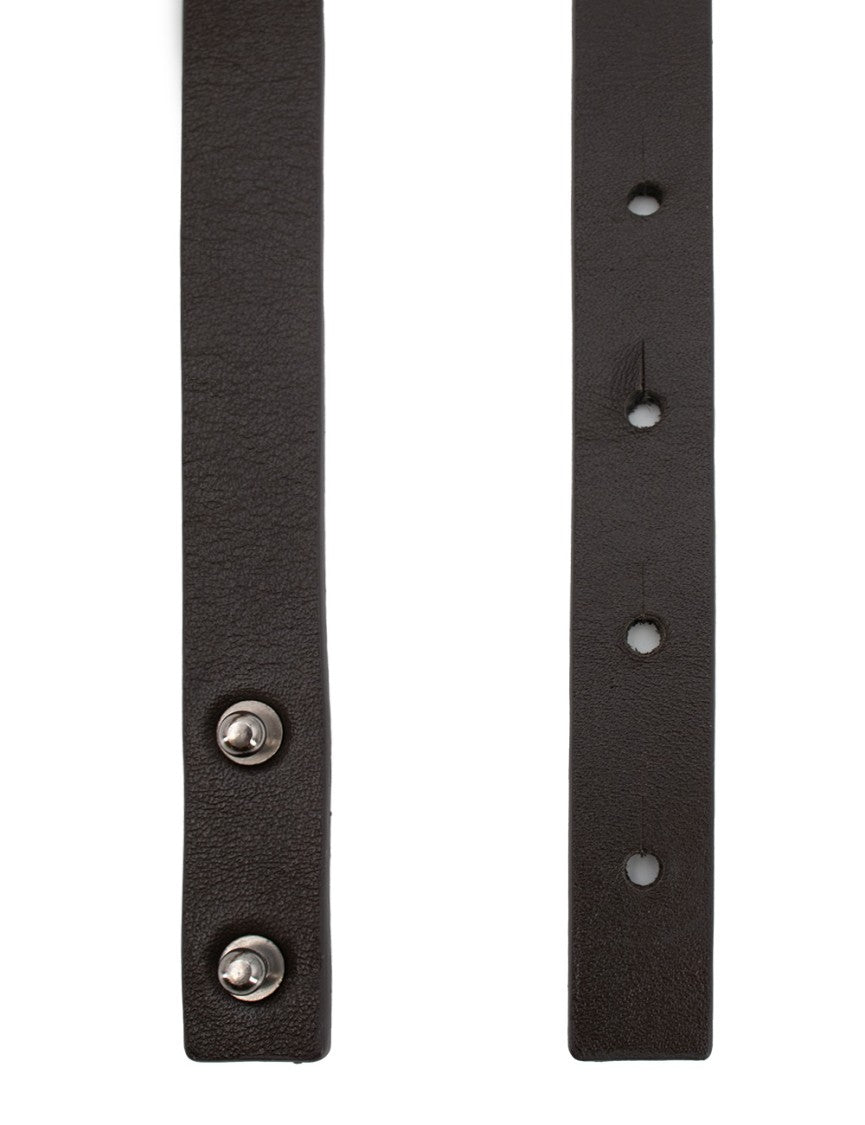 Le Tricot Perugia Buckle-Free Brown Leather Belt With Snap Button Closure