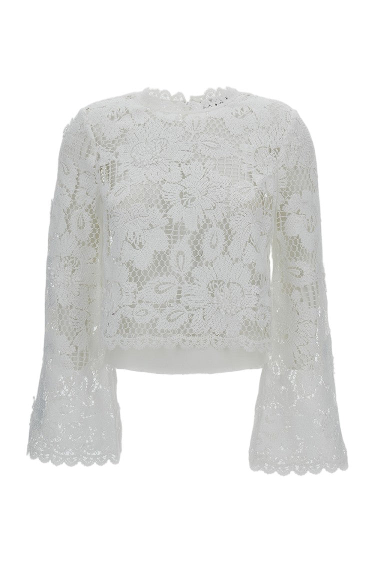 Self-Portrait White Crochet Lace Top