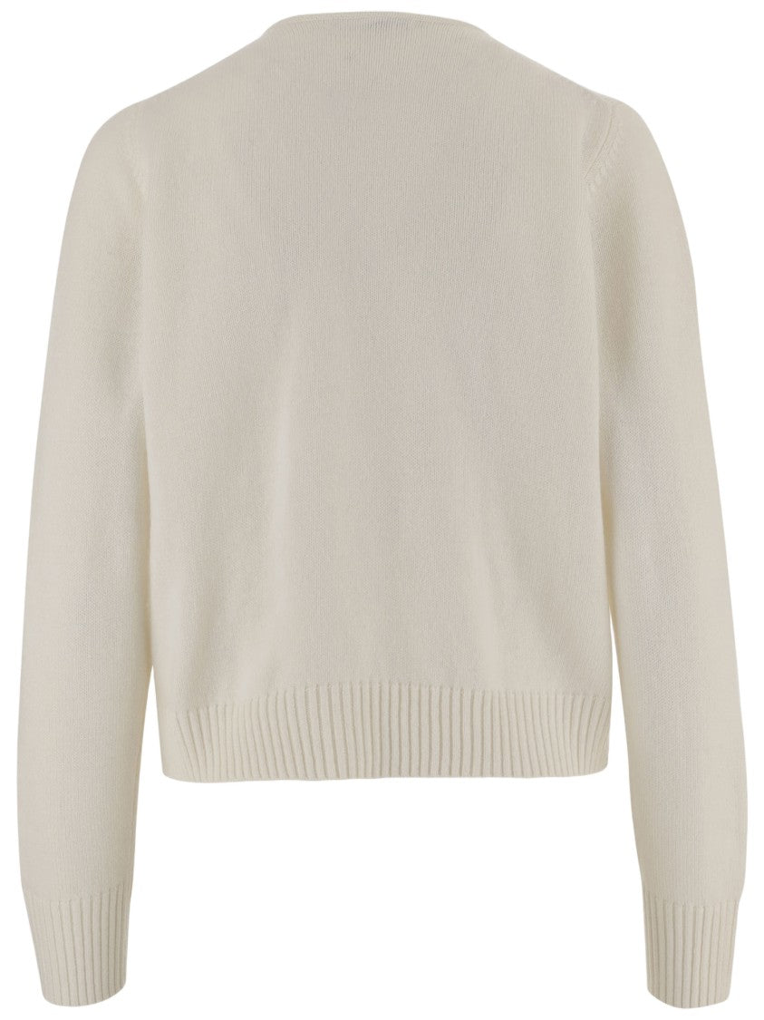 Allude Wool Blend Double-Breasted Jacket With Mandarin Collar