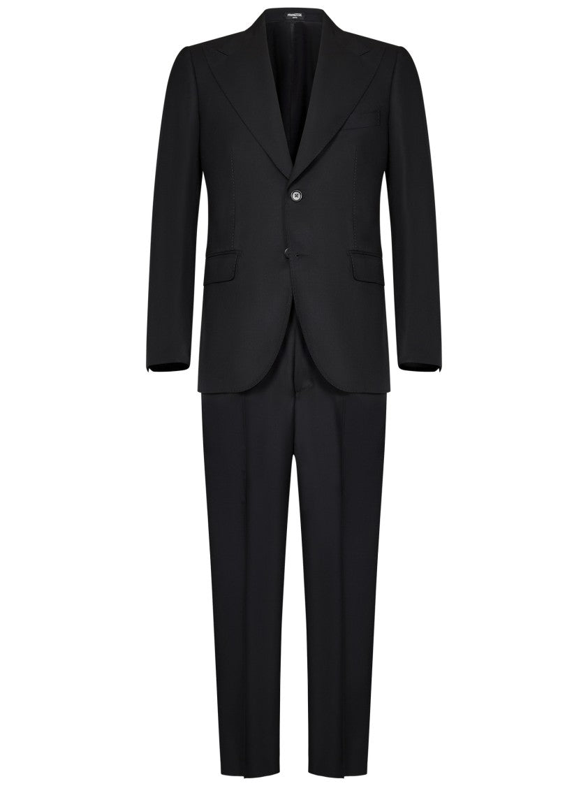 Franzese Collection Franzese Collection Tailored Black Suit In Super 170S Wool
