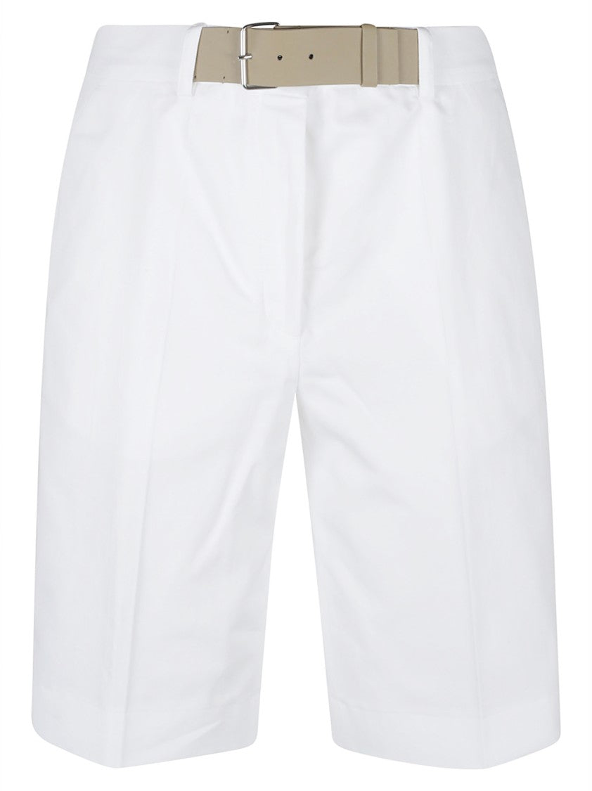 Tory Burch High-Waisted Tailored Cotton Shorts With Integrated Belt