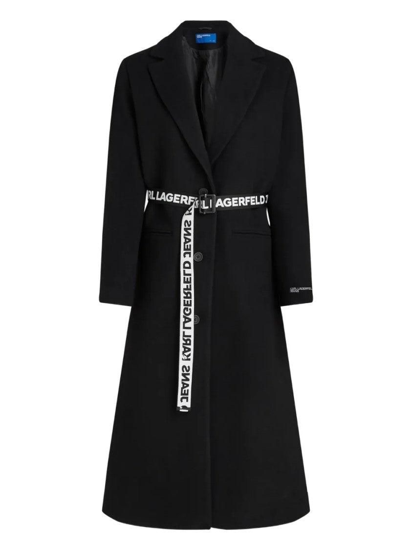 Karl Lagerfeld Mid-Length Tailored Coat With Minimalist Design