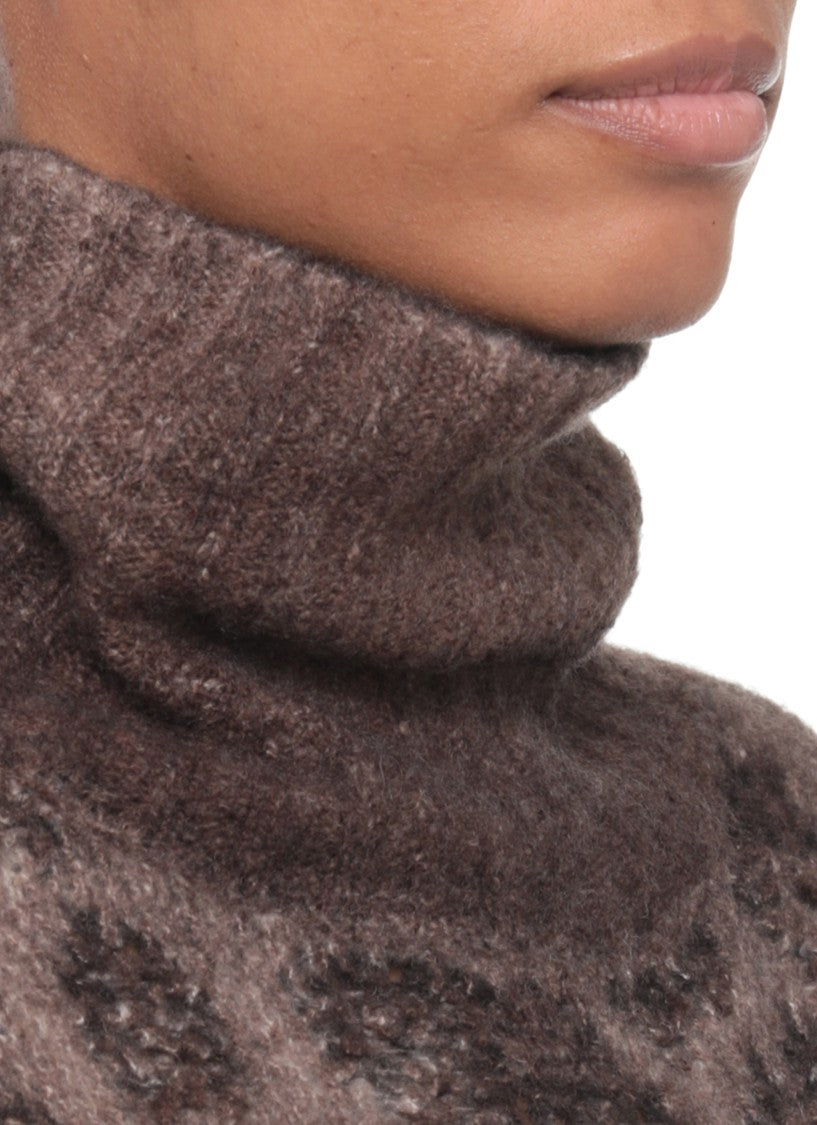 Avant Toi Brown Textured Knit High-Neck Sweater