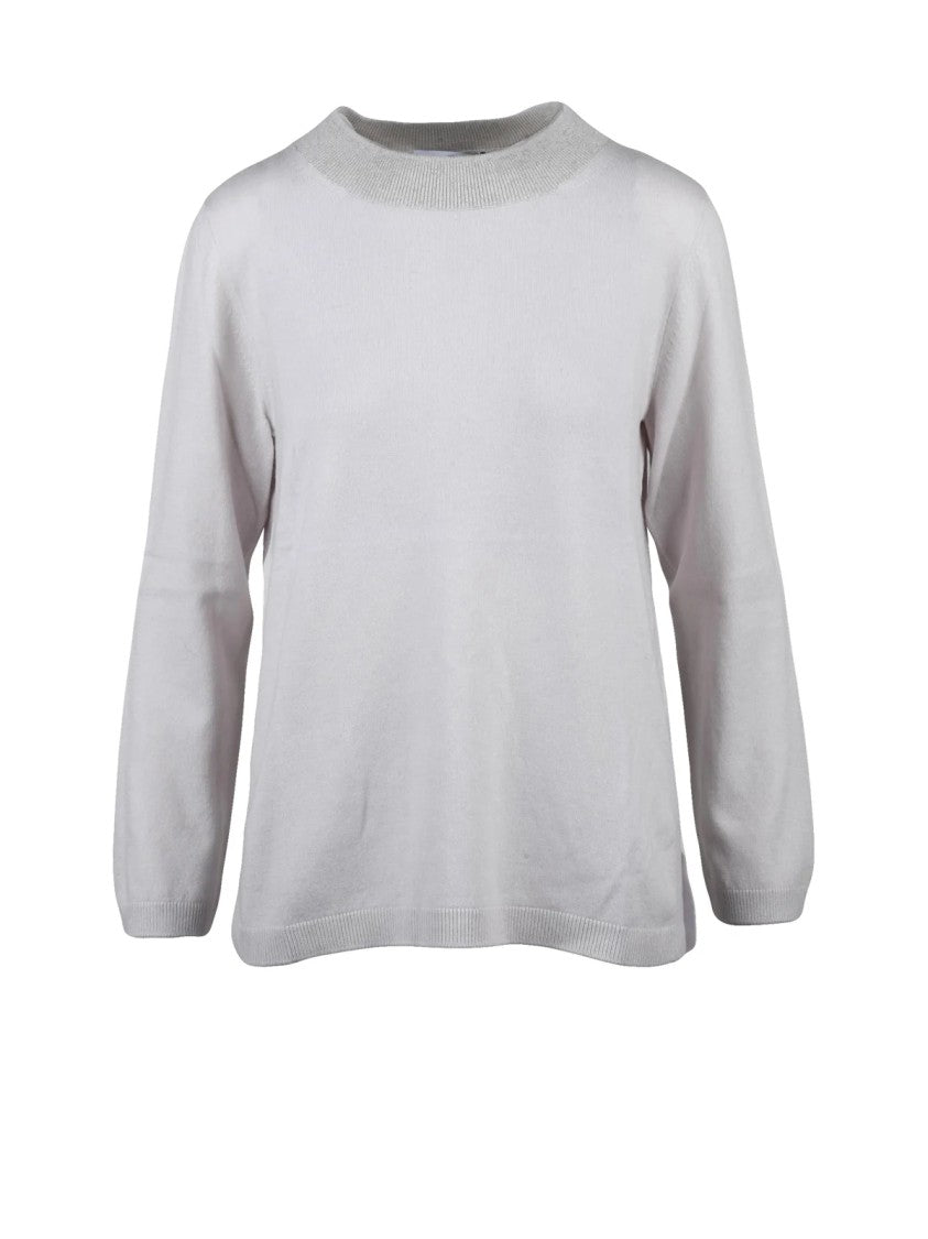 Gran Sasso Cashmere Blend Crew Neck Pullover With Subtle Shimmer
