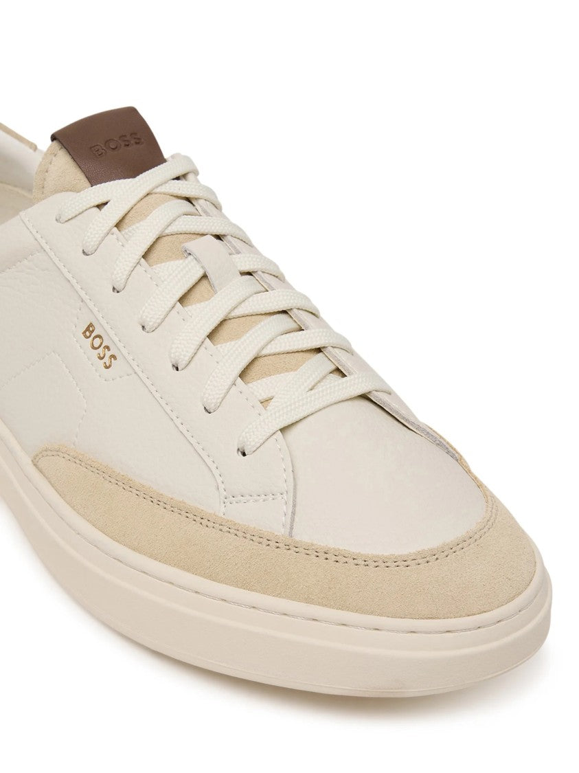 Hugo Boss Light Beige Smooth Leather Sneakers