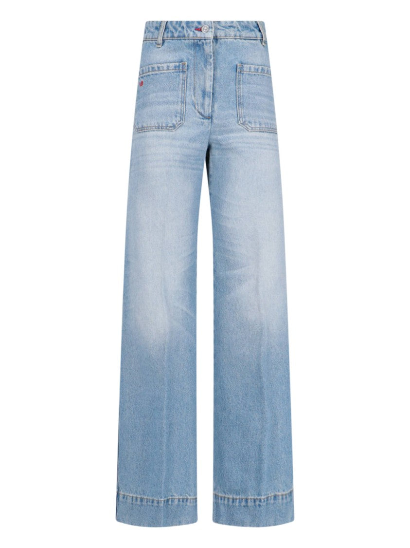 Victoria Beckham "Alina" Straight Leg Jeans – Light Blue