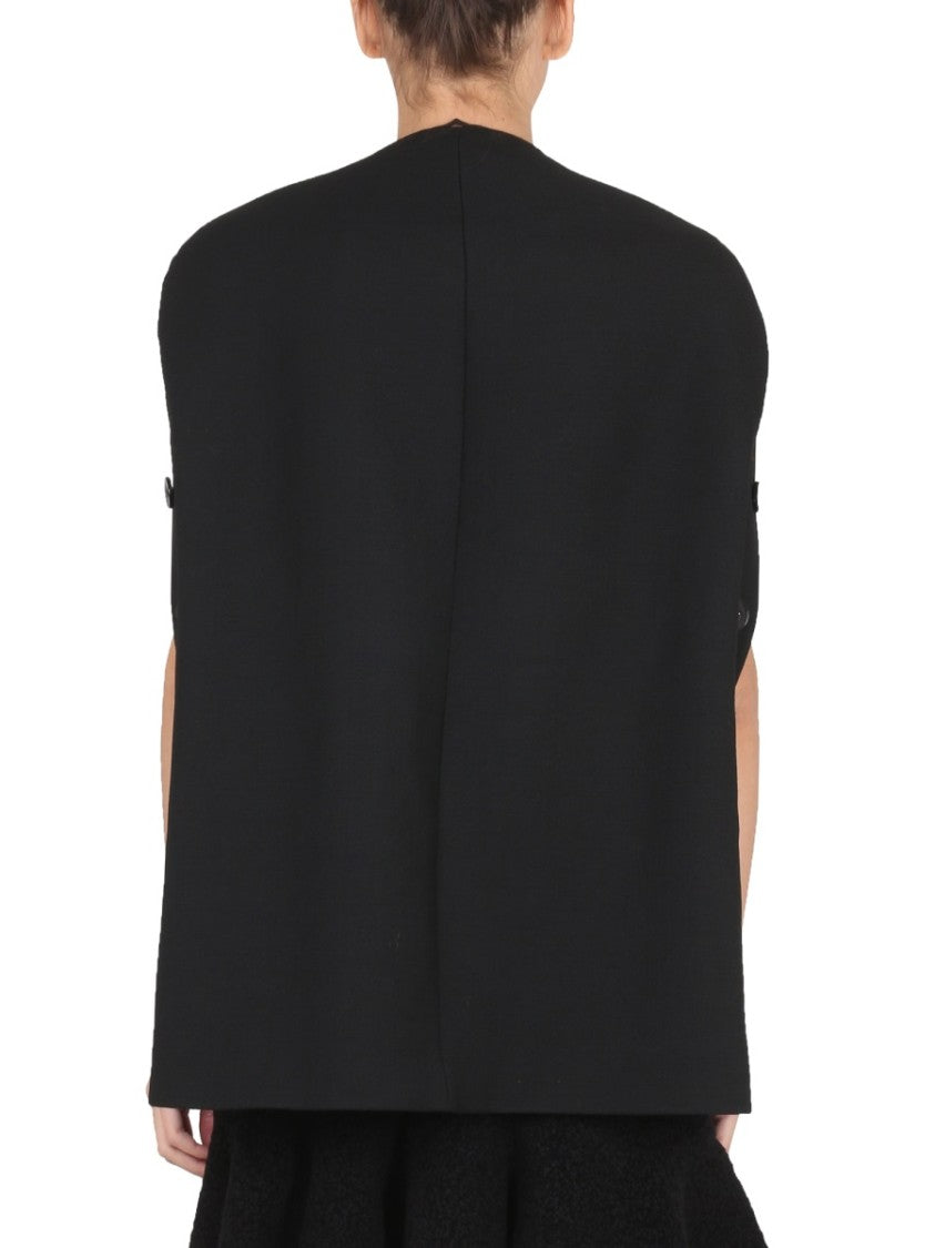 Jil Sander Structured Wool Cape With Round Neckline