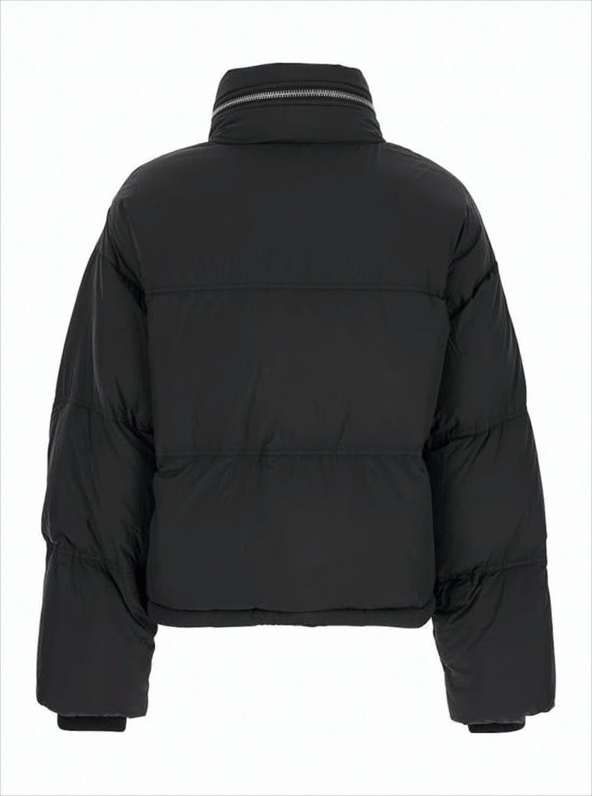 Ami Cropped Puffer Jacket With High Collar And Quilted Design