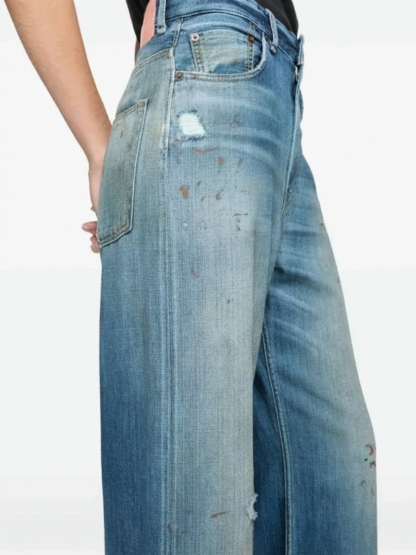 Acne Studios Wide-Leg Denim Pants With Faded Wash