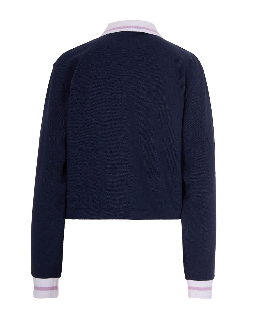 Marni Dark Blue Piqué Long-Sleeved Polo Shirt