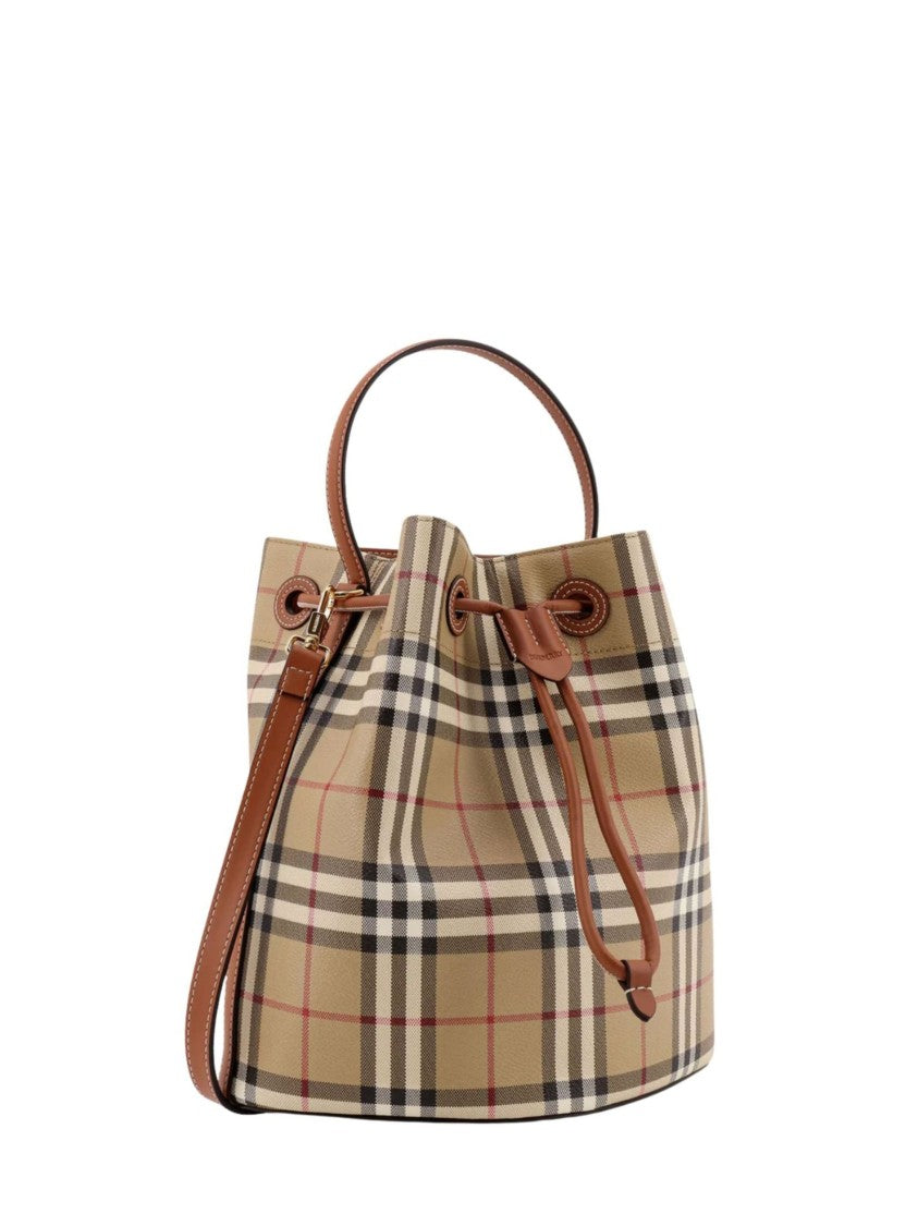 Burberry Multicolor Check Pattern Cotton Bucket Bag