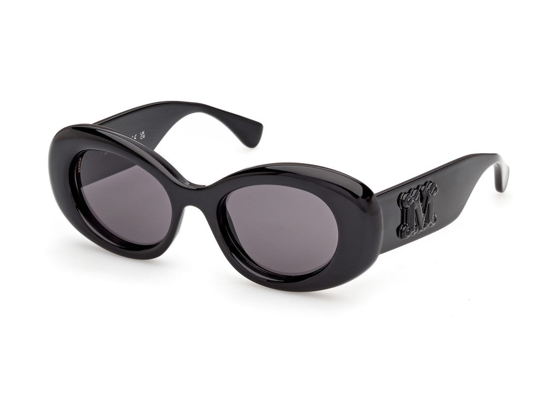 Max Mara Mm0208 Bold Embossed Logo Oversized Round Sunglasses