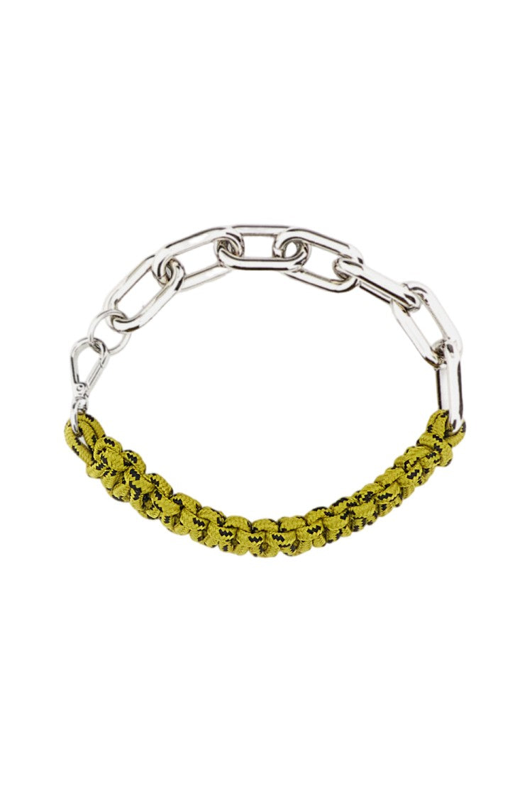Plan C Green Silver Braided Cord Chain Necklace