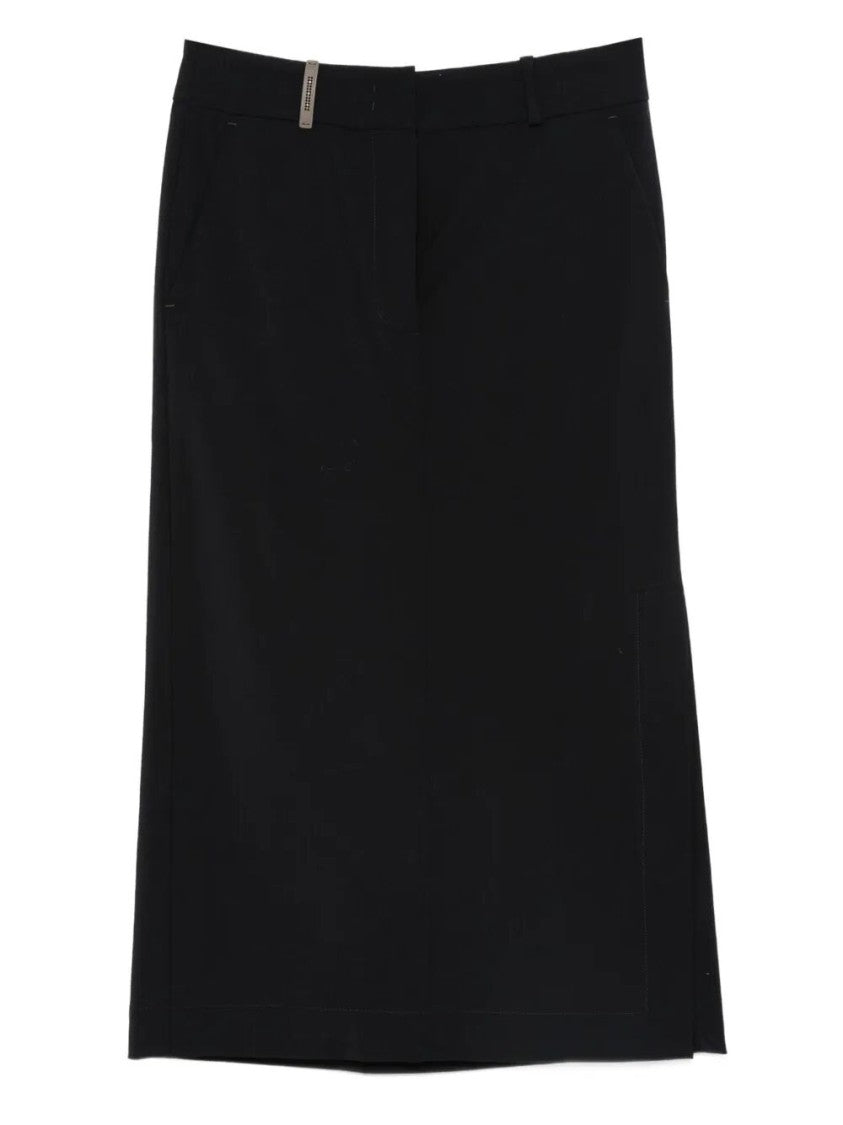 Peserico Tailored Black Wool Maxi Skirt