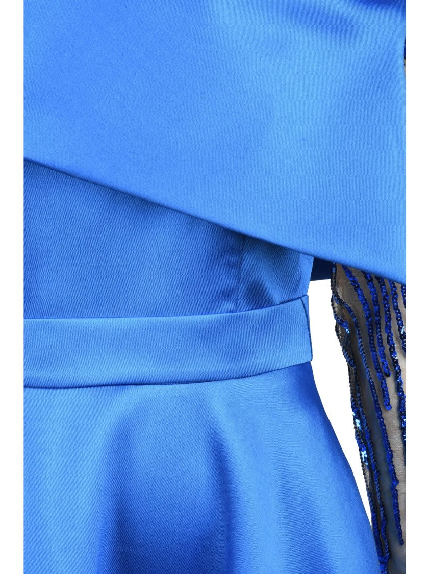 Mischalis Cobalt Satin Polyester Women Long Dress