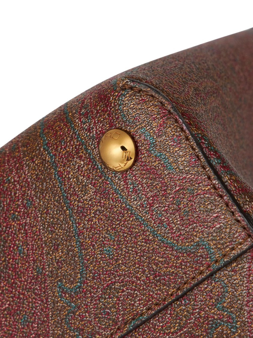 Etro Multicolored Embossed Leather Tote Bag With Pegasus Motif