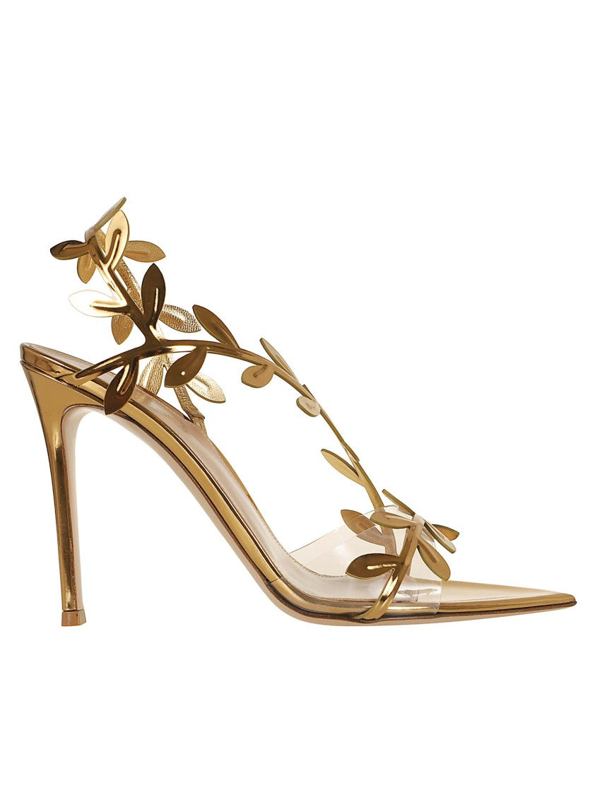 Gianvito Rossi Gold-Tone Mirrored Leather Pumps With Plexiglass Inserts