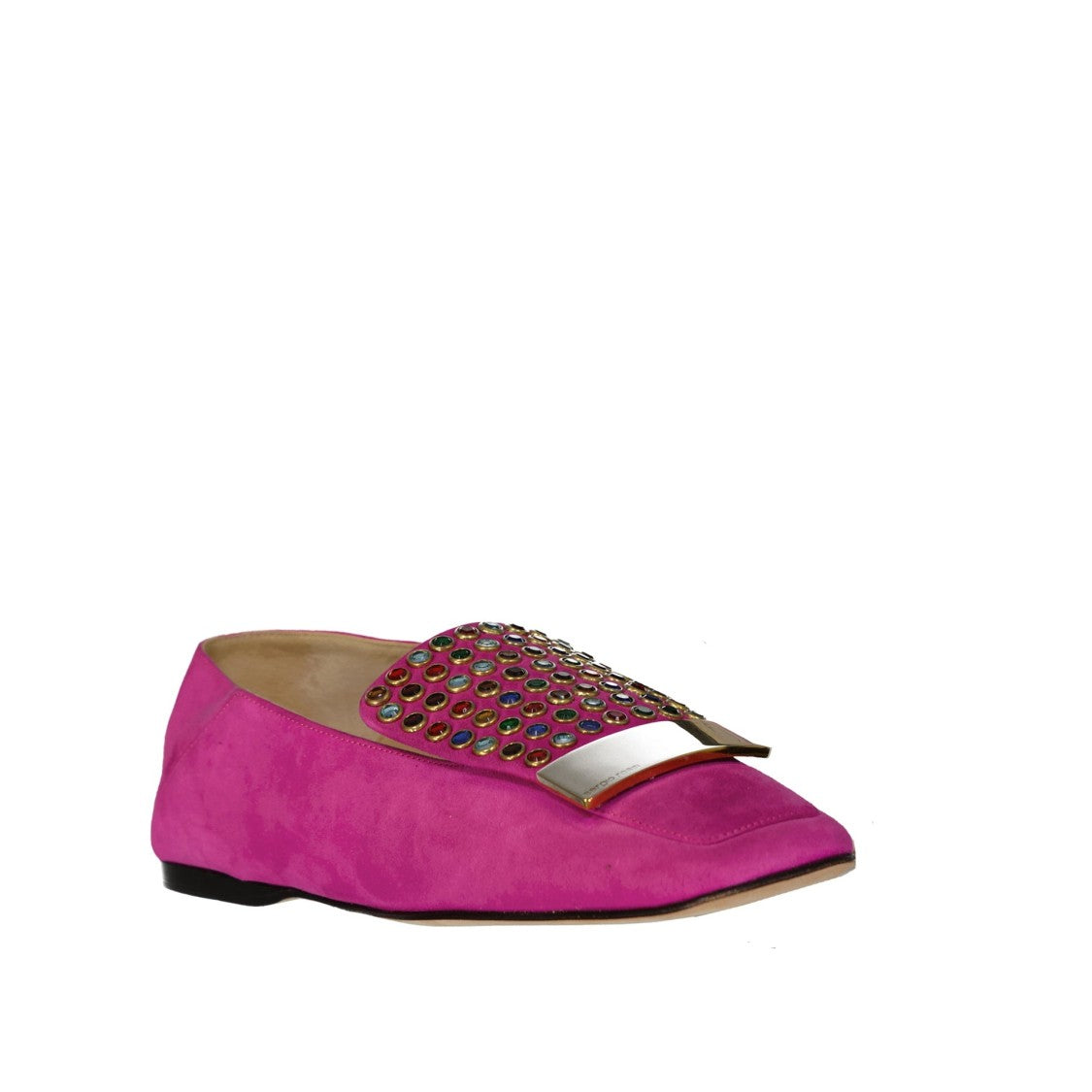 Sergio Rossi PinkLeather Loafers With Crystal Detail