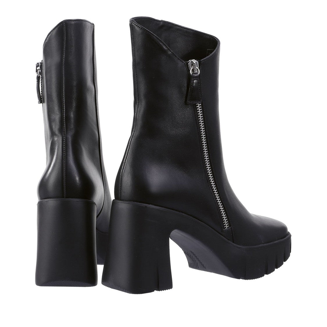 Högl Black Manon Mid-Height Functional Zipper Leather Ankle Boots