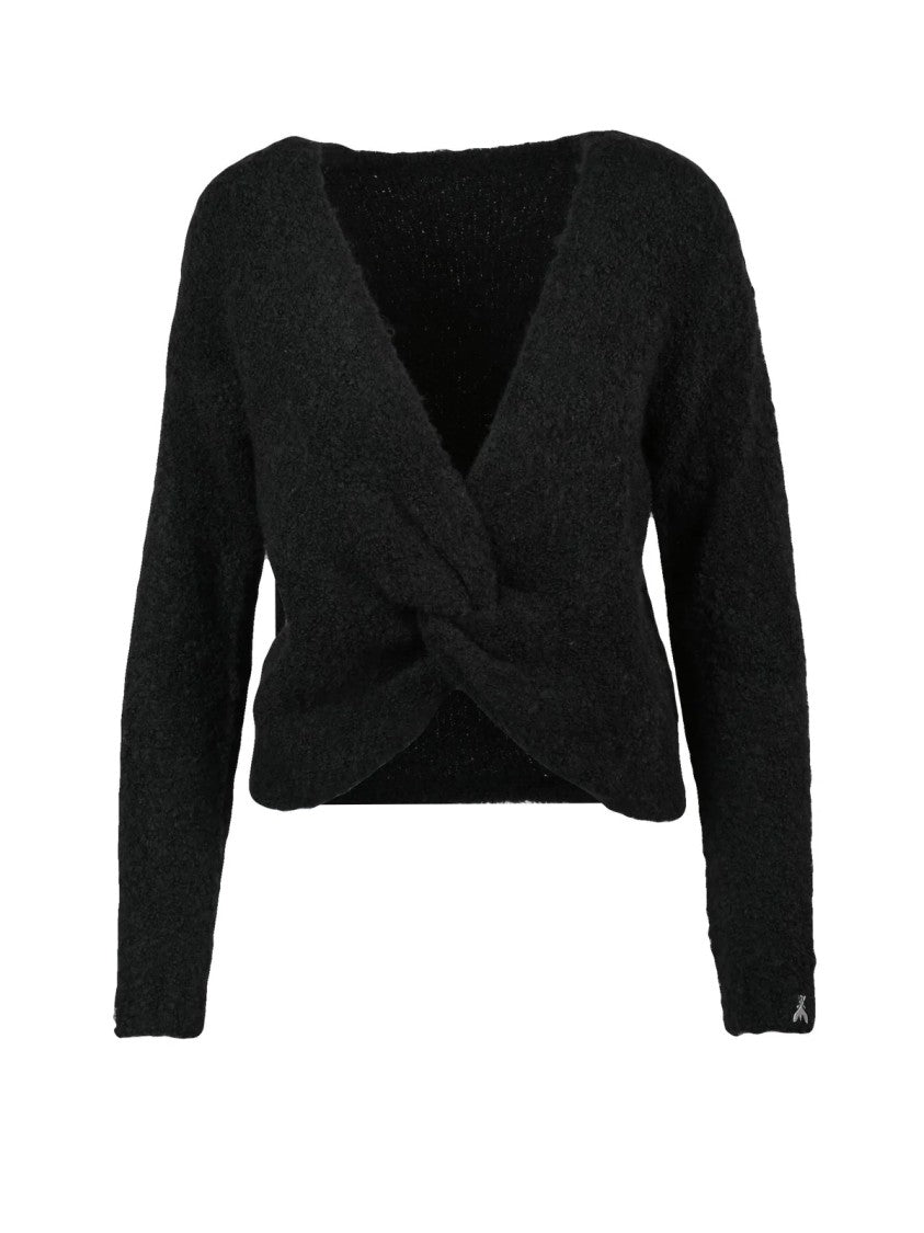 Patrizia Pepe Backless Black Sweater With Twisted Knot And Long Sleeves