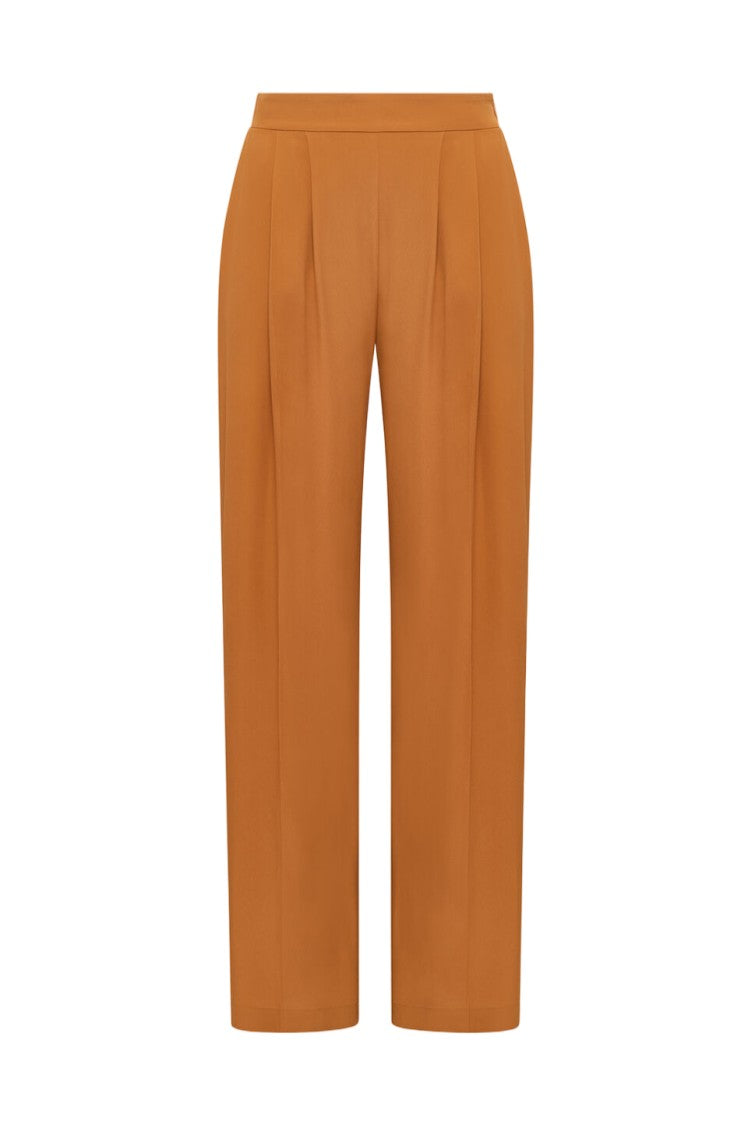 Maliparmi Fluid Silk-Blend Crêpe Front Pleats Wide-Leg Pants