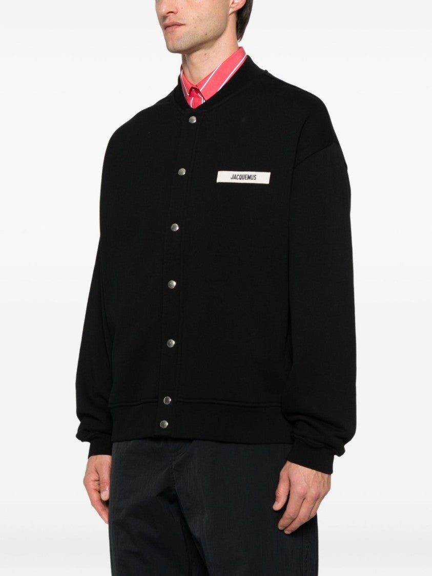 Jacquemus Button-Up Black Sweater With Ribbed Details