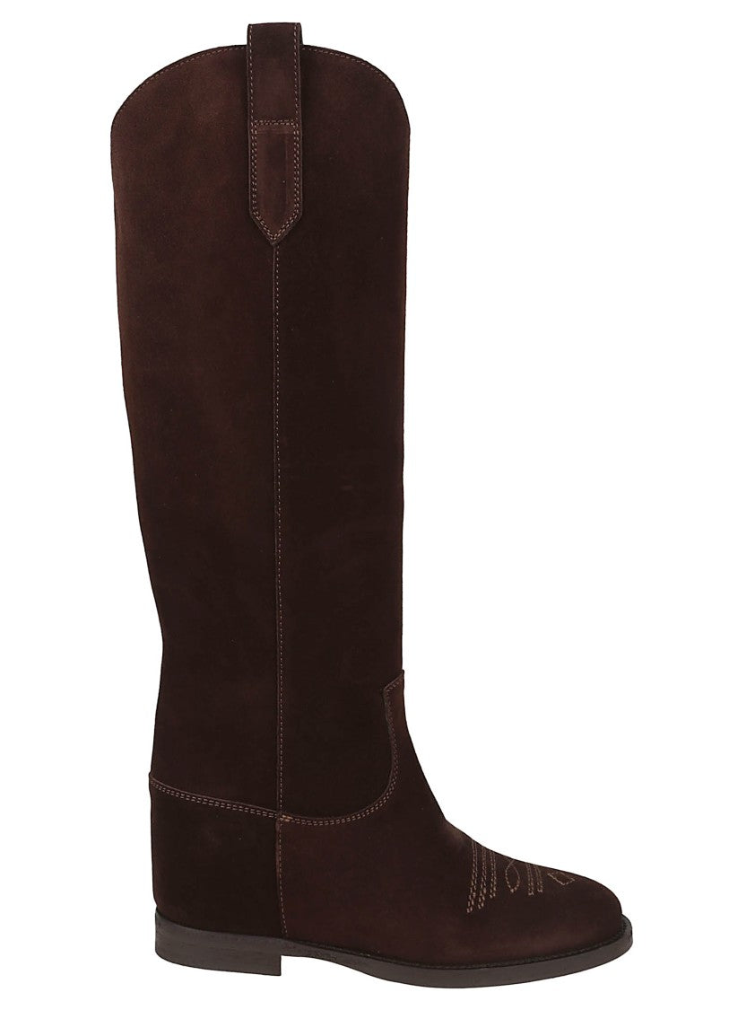 Via Roma 15 Tall Suede Boots With Internal Wedge
