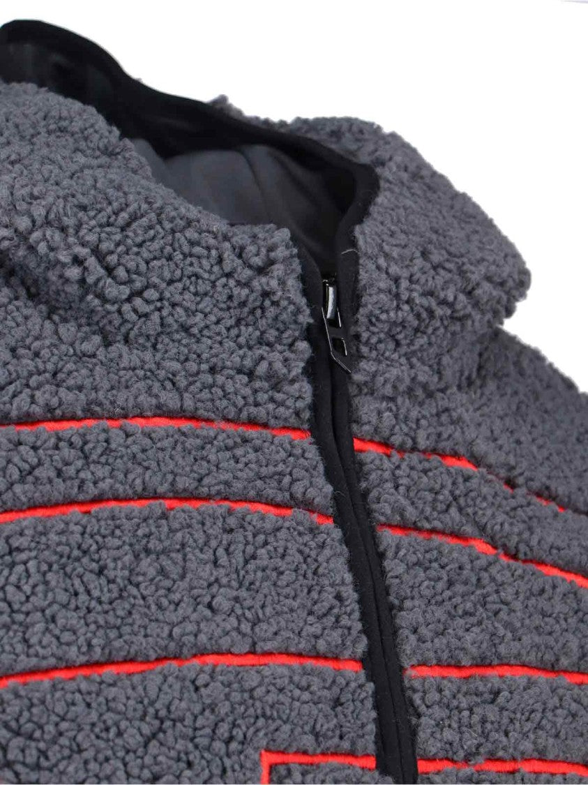Diesel Textured Fleece Jacket With Bold Graphic Embroidery