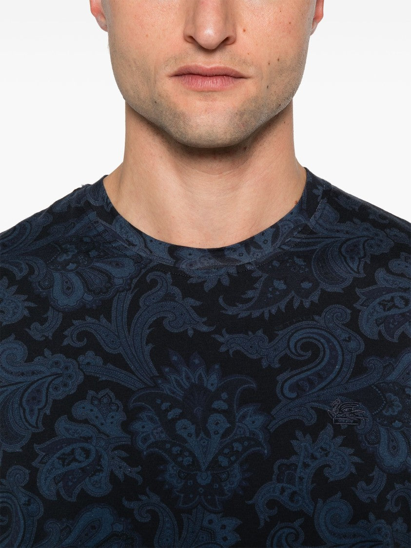 Etro Roma Paisley-Print Floral Cotton T-Shirt