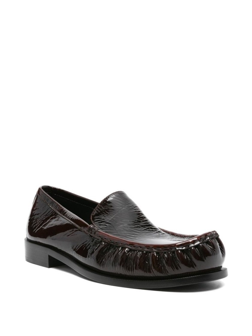 Dries Van Noten Glossy Brown Leather Slip-On Shoes
