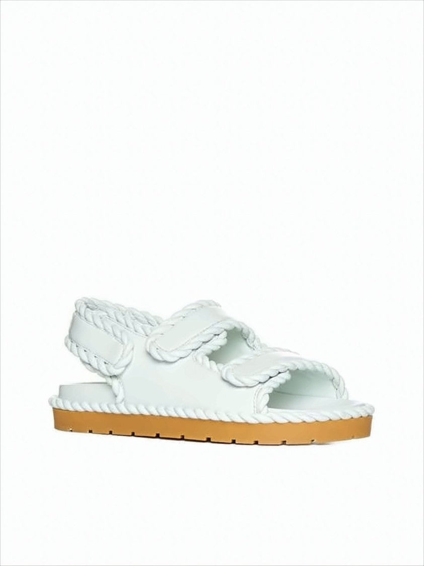 Bottega Veneta Braided White Lamb Leather Sandal