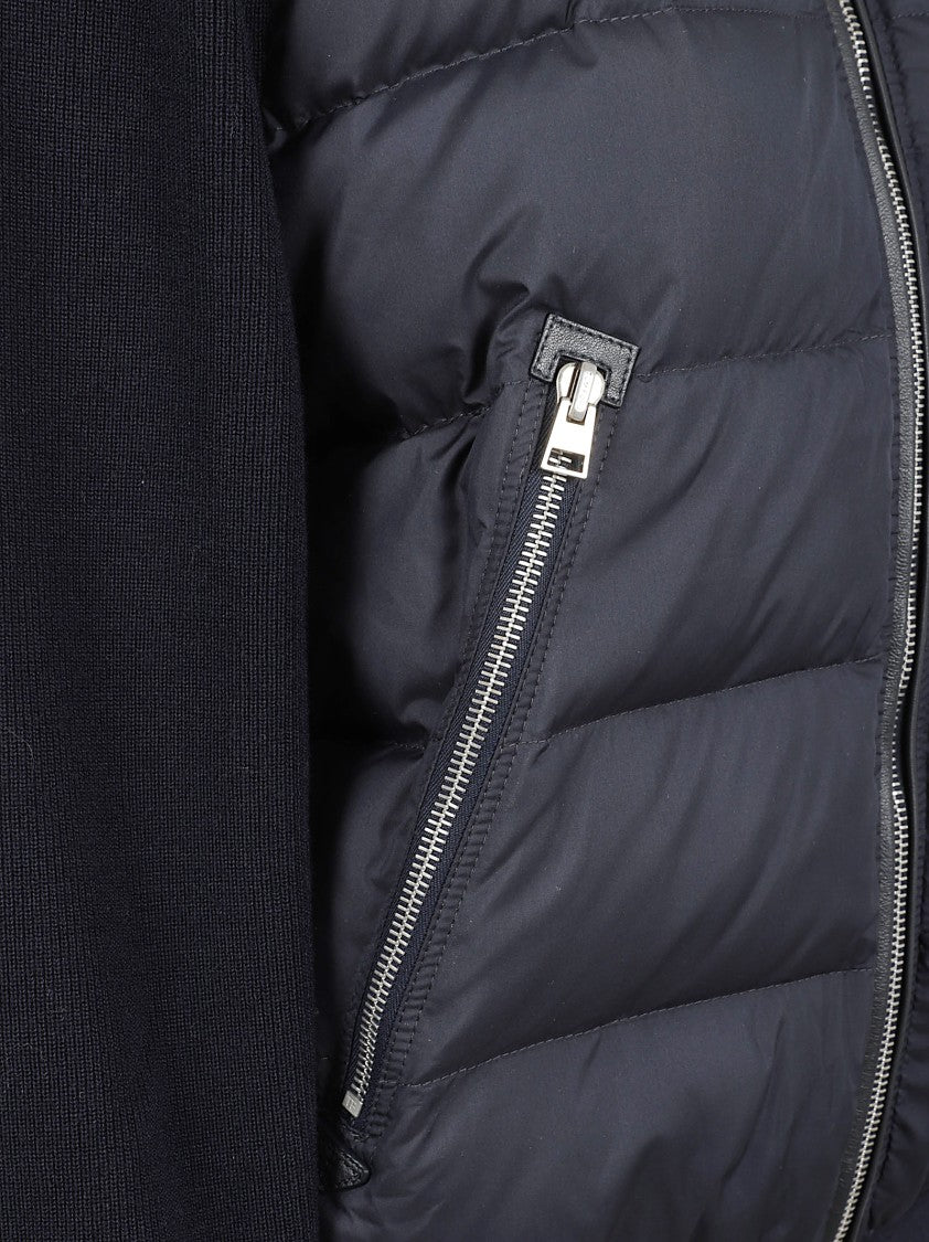 Tom Ford Navy Blue High Neck Coat With Zip Fastening