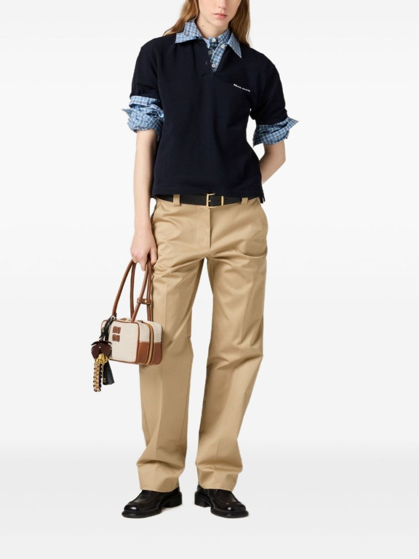 Miu Miu Beige Beau Canvas Leather Shoulder Bag