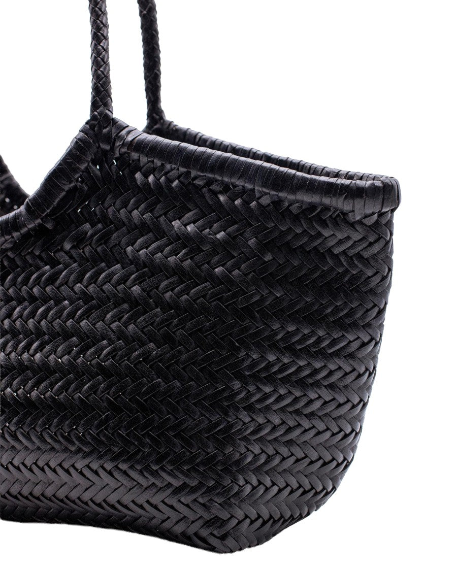Dragon Diffusion Nantucket Basket Big Black Handwoven Buffalo Leather Tote Bag