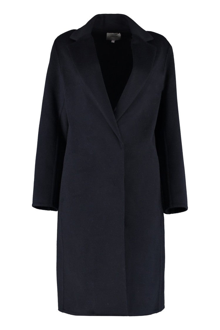 Vince Tailored Black Minimalist Coat With Notched Lapel