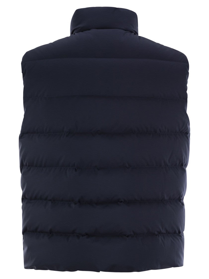 Fay Quilted Black Down Vest