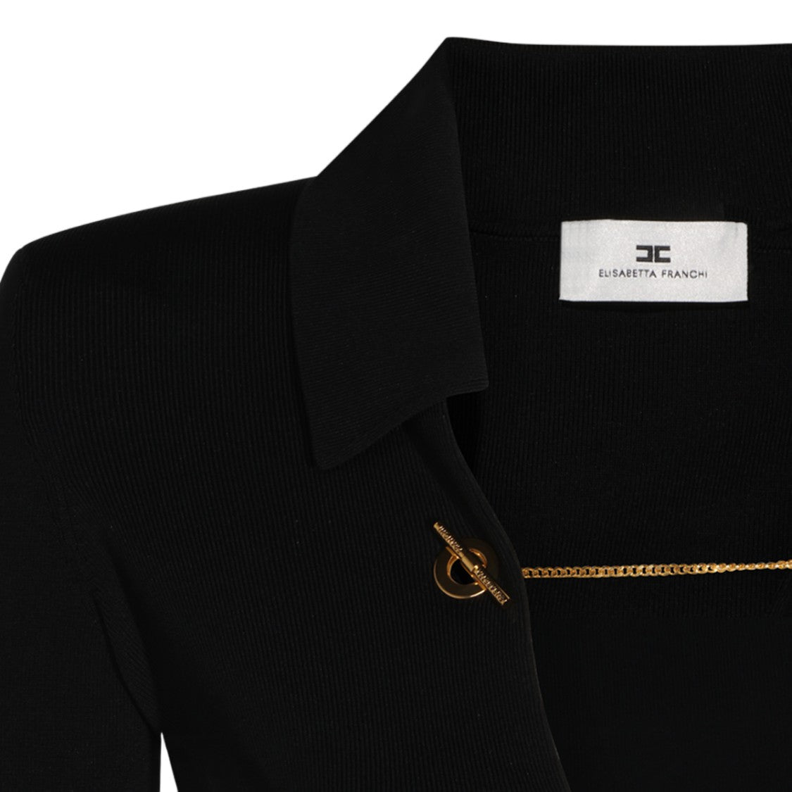 Elisabetta Franchi Black Bodysuit With Gold Chain Accents