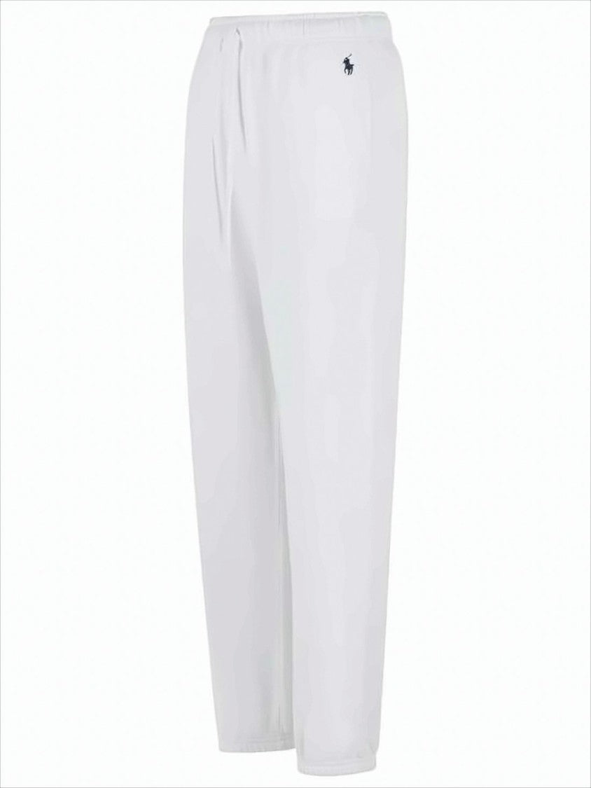 Polo Ralph Lauren Relaxed White Jogger Pants With Elastic Waistband