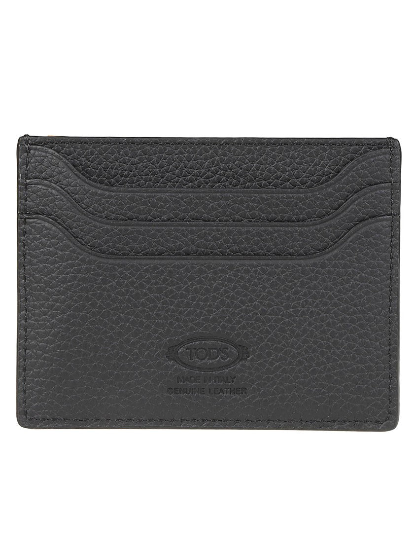 Tod's Tsy Textured Calf Leather Emblem Cardholder