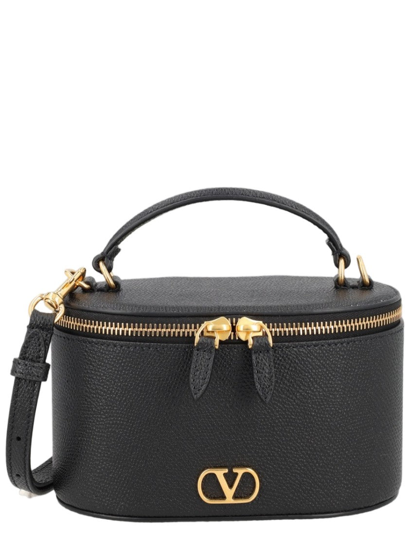 Valentino Garavani Structured Calf Leather Shoulder Bag With Gold-Tone Hardware