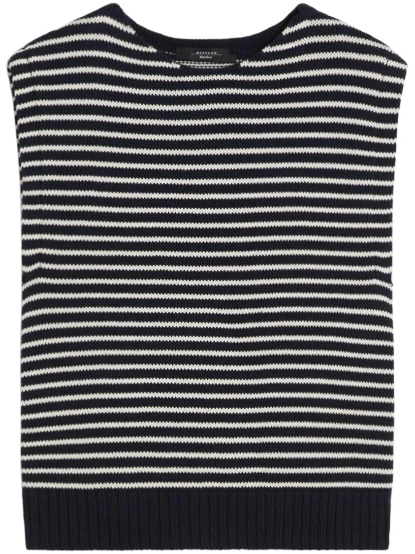 Max Mara Sleeveless Knitted Gilet With Striped Design