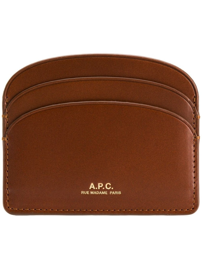 A.P.C. Brown Half-Moon Card Holder With Refined Stitching