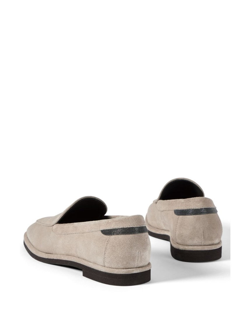 Brunello Cucinelli Suede Lace Contrast Trim Loafers