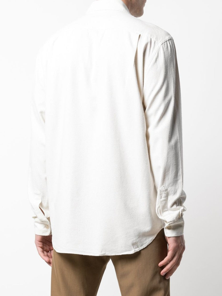Our Legacy White Silk Classic Shirt With Curved Hem