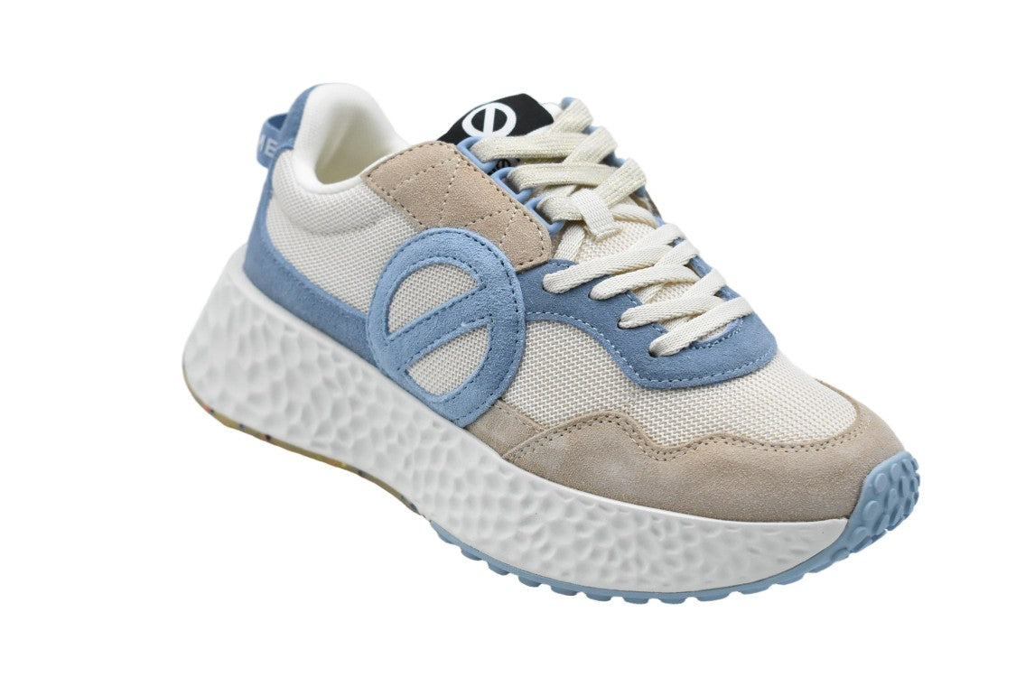 No Name Cream And Light Blue Suede Platform Sneakers