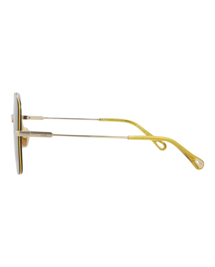 Chloé Square-Frame Metal Sunglasses With Comfortable Nose Pads