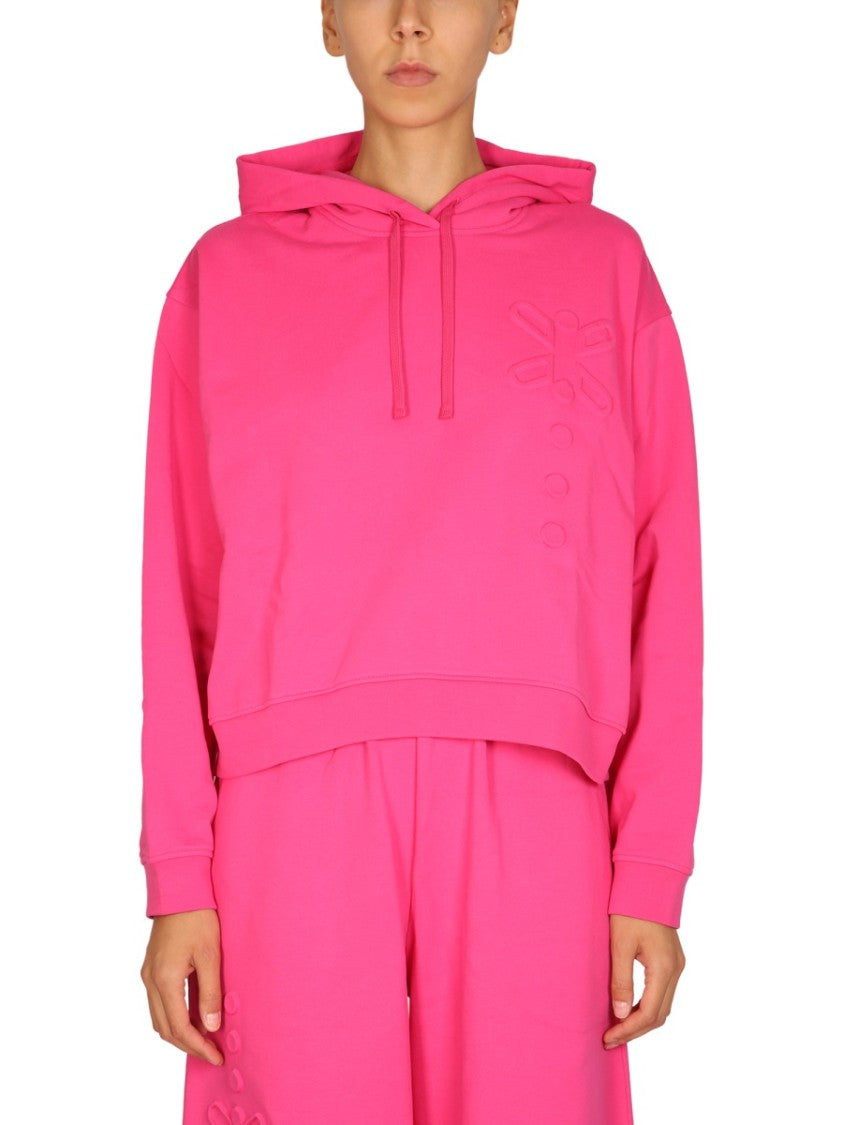 Mcq Relaxed Pink Hoodie With Embossed Detailing