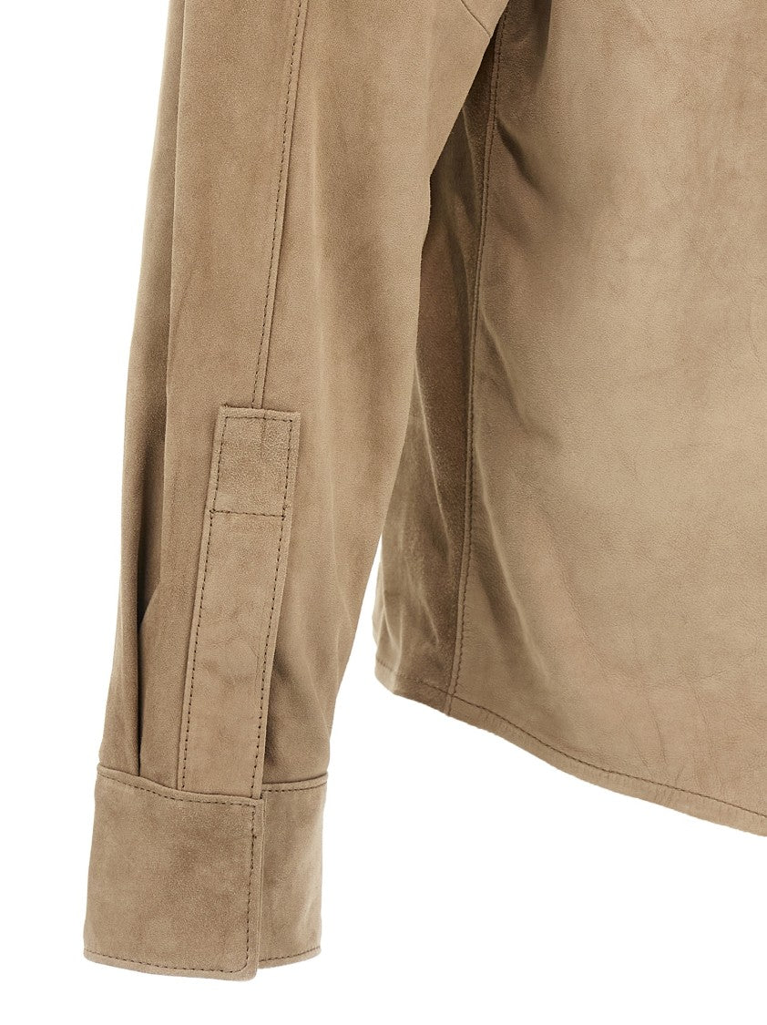 Giorgio Brato Vegetable-Tanned Suede Shirt With Snap Button Closure