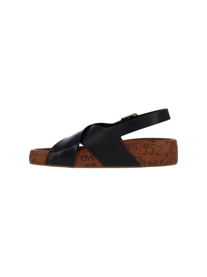Chloé Artistic Gold-Buckle Adjustable Flat Sandals